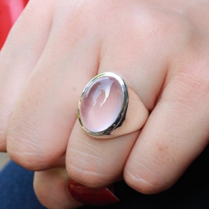 Rose Quartz Ring, 925 sterling silver handmade Jewelry, gift for her, Natural Pink quartz, love stone, jewelry gift, anniversary gift ideas