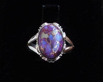 Purple Turquoise Ring, Sterling Silver Jewelry, Copper turquoise rings, Mohave Turquoise, Christmas gift rings, Statement Rings, Dainty Ring