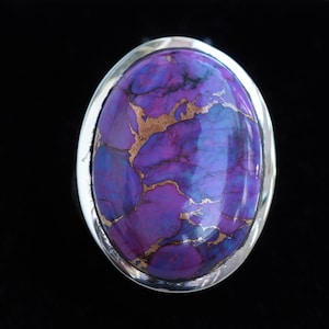 Purple Turquoise Ring, Sterling Silver Jewelry, Copper turquoise rings, Mohave Turquoise, Statement Rings, Mens Ring, Bold Jewelry