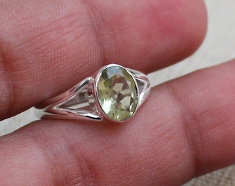 Green Amethyst Sterling Silver Ring, Midi Rings, Natural Green Amethyst, Gift for her, Statement Ring, Office jewelry Rings, daily wear ring