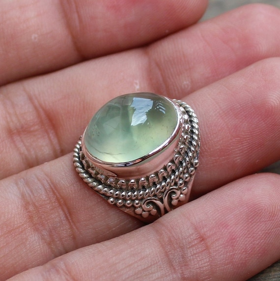 Buy Prehnite Sterling Silver Rings, Stone of Prophecy, Gift for 