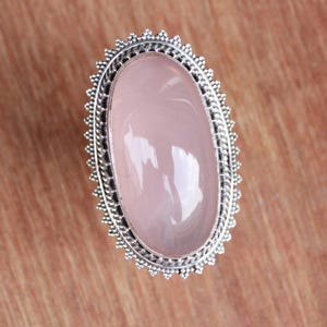Rose Quartz Sterling Silver handmade Ring, Gift for her, Natural Rose Quartz, love stone, Anniversary gift, Statement Rings, pink quartz