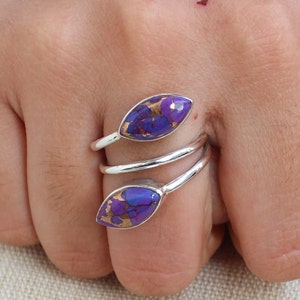 Purple Turquoise Sterling Silver Multistone Rings, Christmas Jewelry, Custom Rings, Statement Rings, Mohave turquoise Jewelry, Handmade Ring