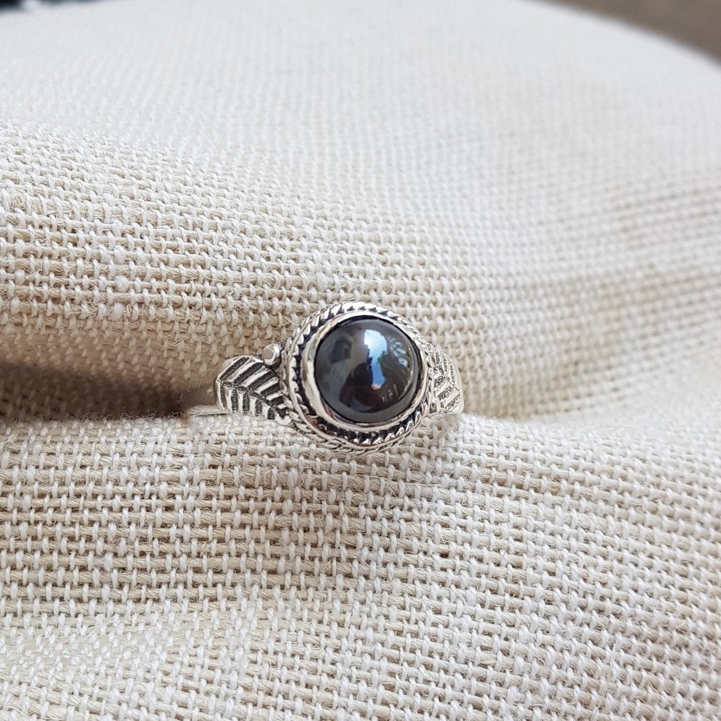 Hematite 925 Silver Ring Leaf Design Ring Iron Ore Natural Gemstone Magnetic Stone Etsy Canada