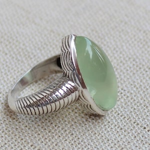 Prehnite sterling silver rings, stone of prophecy, Gift for her, anniversary gift, Boho Jewelry, customizable rings, free gemstone selection