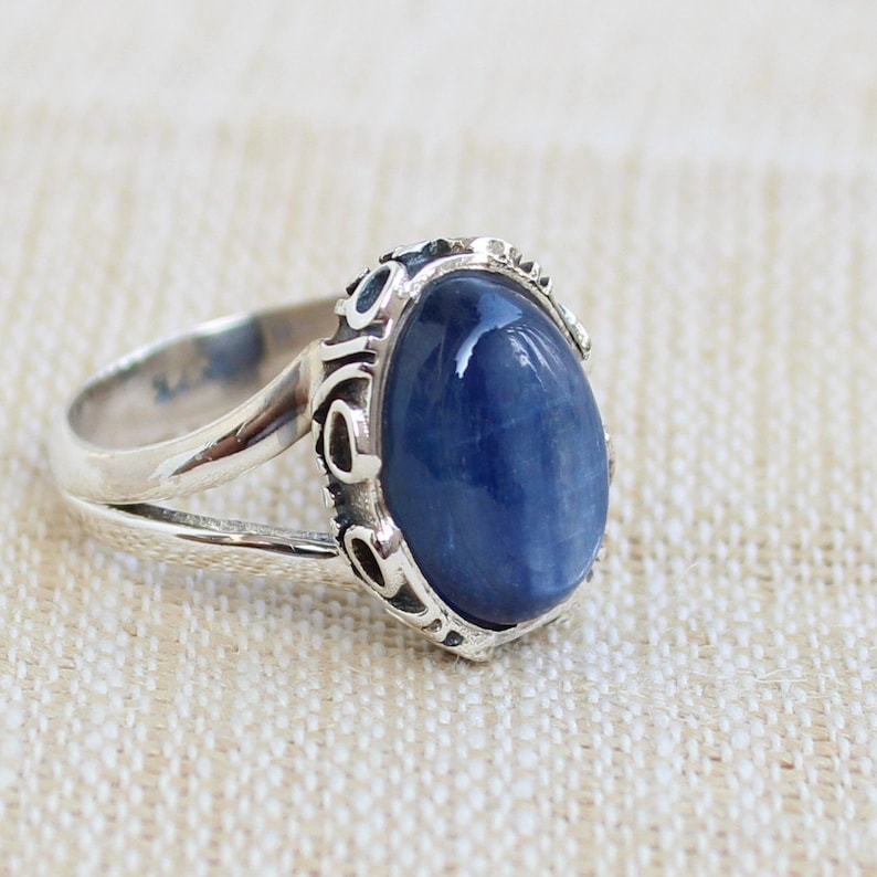 Kyanite Sterling Silver Ring Gift for Her Boho Rings Blue - Etsy