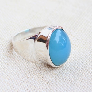 Blue Chalcedony ring, Gift For Her, Unisex Rings, Sterling Silver rings, Dainty Jewelry, Silver ring, Couple rings, Promise Rings, Boho Ring
