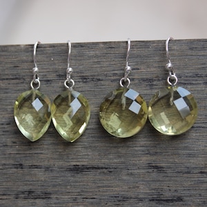 Lemon Quartz Gemstone, Briolette Dangles, Sterling Silver Jewelry, Ready to ship, free shipping, gift for her, Anniversay quartz, earrings