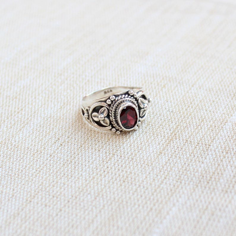 Natural Garnet Ring Red Almandine Garnet Jewelry Sterling | Etsy