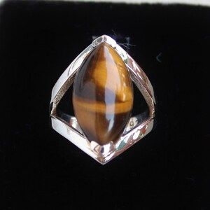Tiger&#39;s Eye Gemstone sterling silver ring, gift for her, wedding gift, Natural energy stone, customizable ring, spiritual jewelry, boho ring