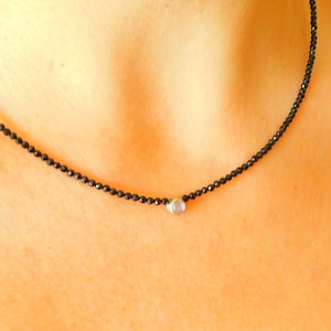 black spinel moonstone necklace