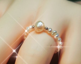 freshwater pearl ring elastic