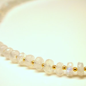 Collier Rainbow Moonstone, White Labradorite