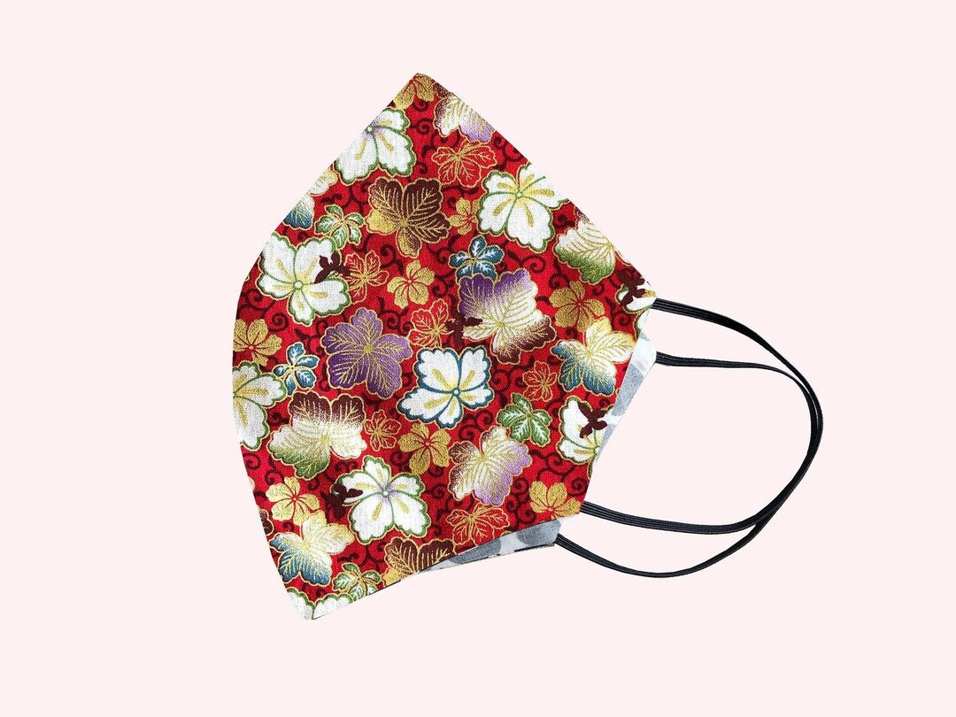 Cotton Face Mask Japanese Floral Print Cotton Print Reusable Etsy