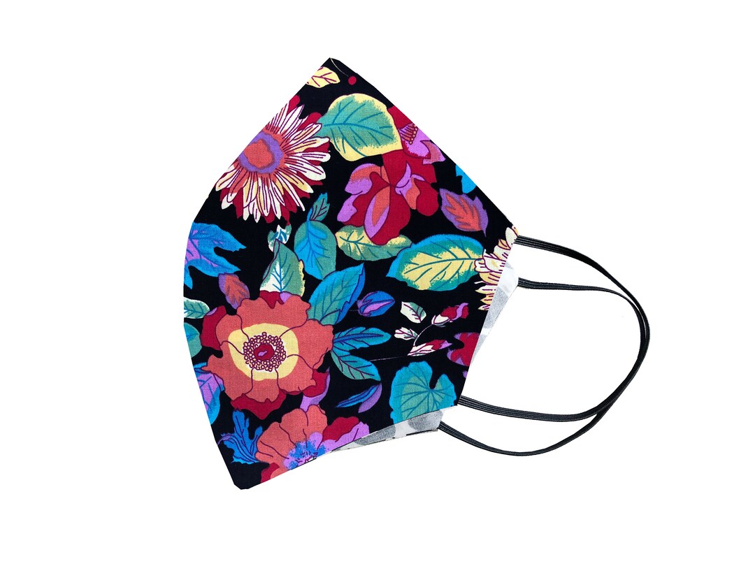 Buy Cotton Face Mask bright Floral Print Reusable 3 Layer Fabric Mask