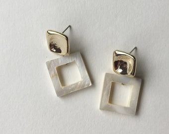 Gold + Square Earrings