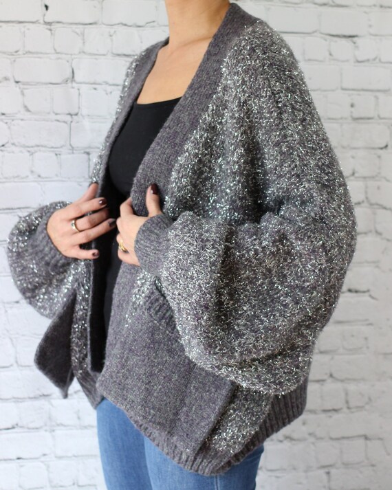 Lurex Oversized Chunky Cardigan Etsy UK