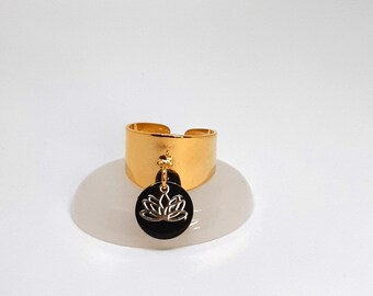 Gold Stainless Steel Charm Ring