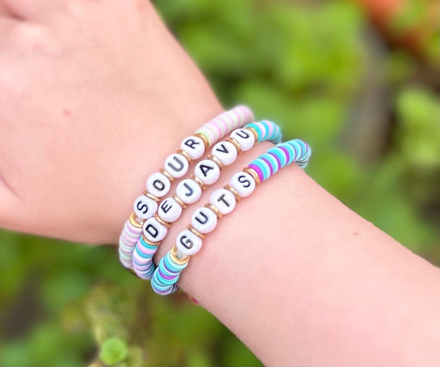 Vampire Olivia Rodrigo inspired bracelet set  Diy bracelets patterns, Clay  beads, Make clay beads