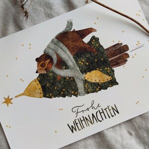 Postkarte | Frohe Weihnachten | TannenbaumRakete | Karte A6 | Weihnachtskarte | Bär Waldtiere Tannenbaum Christmas Rakete | Frohes Fest