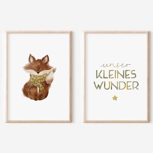 Poster-Set | Kleine Füchsin & Unser kleines Wunder |  A3 A4 | Kinderzimmer Kinderposter Kinderbild Waldtiere Fuchs Baby Geburtstag