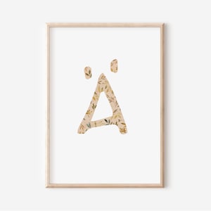 Buchstaben Poster | Buchstabe Ä | A4 A3 | Namensbild Kinderbild Geschenk Geburt Baby Kita Print Kinderposter Kinder Spielzimmer Geburtstag