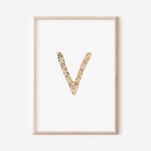 Buchstaben Poster | Buchstabe V | A4 A3 | Namensbild Kinderbild Geschenk Geburt Baby Kita Print Kinderposter Kinder Spielzimmer Geburtstag