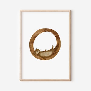 Buchstaben Poster | Buchstabe O - Otter | A4 A3 | Name Kinderbild Geschenk Geburt Baby Kita Kinderposter Spielzimmer