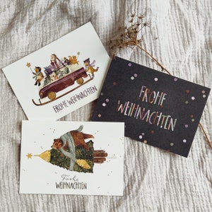 Postkarten-Set | 3er Set | Weinachtskarte | Karte A6 | Kinder Karte | Familie | Bus Bulli Oldtimer | Waldtiere | Weihnachten | Geschenk
