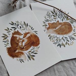 Postkarten-Set | FuchsFamily & FuchsBaby | Karte A6 | Kinder Karte | Fuchs Familie Baby | Waldtiere | Geburt | Kindergeburtstag Geschenk |