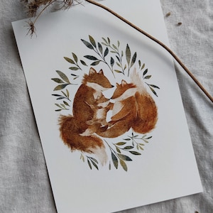 Postkarte | FuchsFamily | Karte A6 | Kinder Karte | Fuchs Familie Baby | Waldtiere | Kinder Geburt | Kindergeburtstag Geschenk |