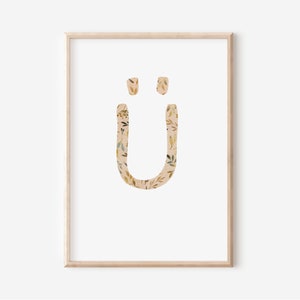 Buchstaben Poster | Buchstabe Ü | A4 A3 | Namensbild Kinderbild Geschenk Geburt Baby Kita Print Kinderposter Kinder Spielzimmer Geburtstag