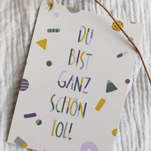 Postkarte | "Du bist ganz schön toll" | Kompliment | Karte A6 | Kinder Karte | Modern | Lettering | Geschenk | Danke Karte | Grußkarte |