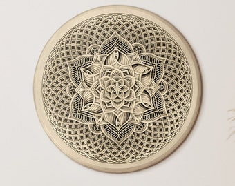 Mandala 90 cm "Golden Flower". Wall Art Sacred Geometry. Multi-Layered. Large Wood Mandala Wall Art