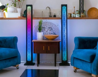 Set of 2 floor lamps  with Smart LED, remote control via phone