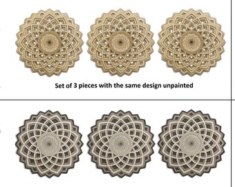 Candle holder or Incense stick holder, Mini Mandala 15cm/5,9", Sacred Geometry, 3D Fractal