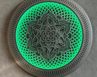 Wall Art 80 сm/32" Sacred Geometry Led Lamp Golden Flower. Psychedelic lamp, led mandala.