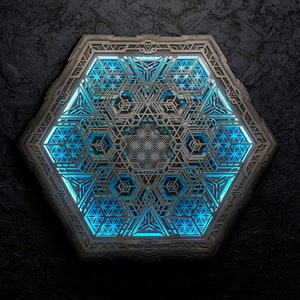 Wall Art Sacred Geometry Led Lamp "Navi", with Remote Control.