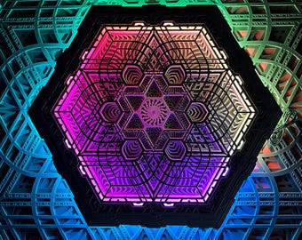 Gaya lamp + additional modules. Smart LED RGB strip. Large Wall Art Sacred Geometry.