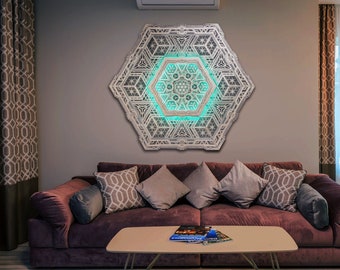 Navi lamp + 6 additional modules. Large Wall Art Sacred Geometry.