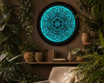 Wall Art 50, 60 or 70 cm. Sacred Geometry LED Lamp "Sonata". Smart LED. Remote control via phone.