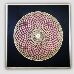 Mandala encadré Mini mandala Géométrie sacrée. Décoration murale.  Bois, carton.