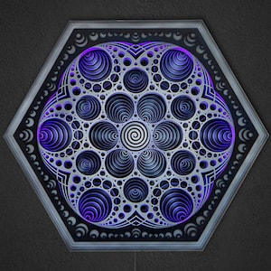 Wall Art Sacred Geometry Led Mandala &quot;Vibration&quot;, with Remote Control.