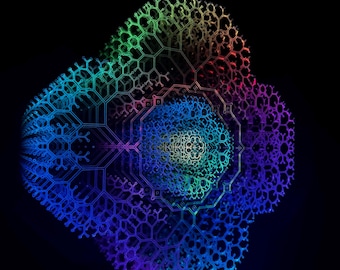 Infinity Mirror LED Fractal Wall Art – Sacred Geometry Light