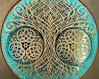 Glowing Celtic Tree of Life Wall Art with Remote Lighting