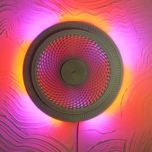 Väggkonst med 3D-LED-lampa i flera lager, löpande mandala, "Fibonacci", helig geometri.