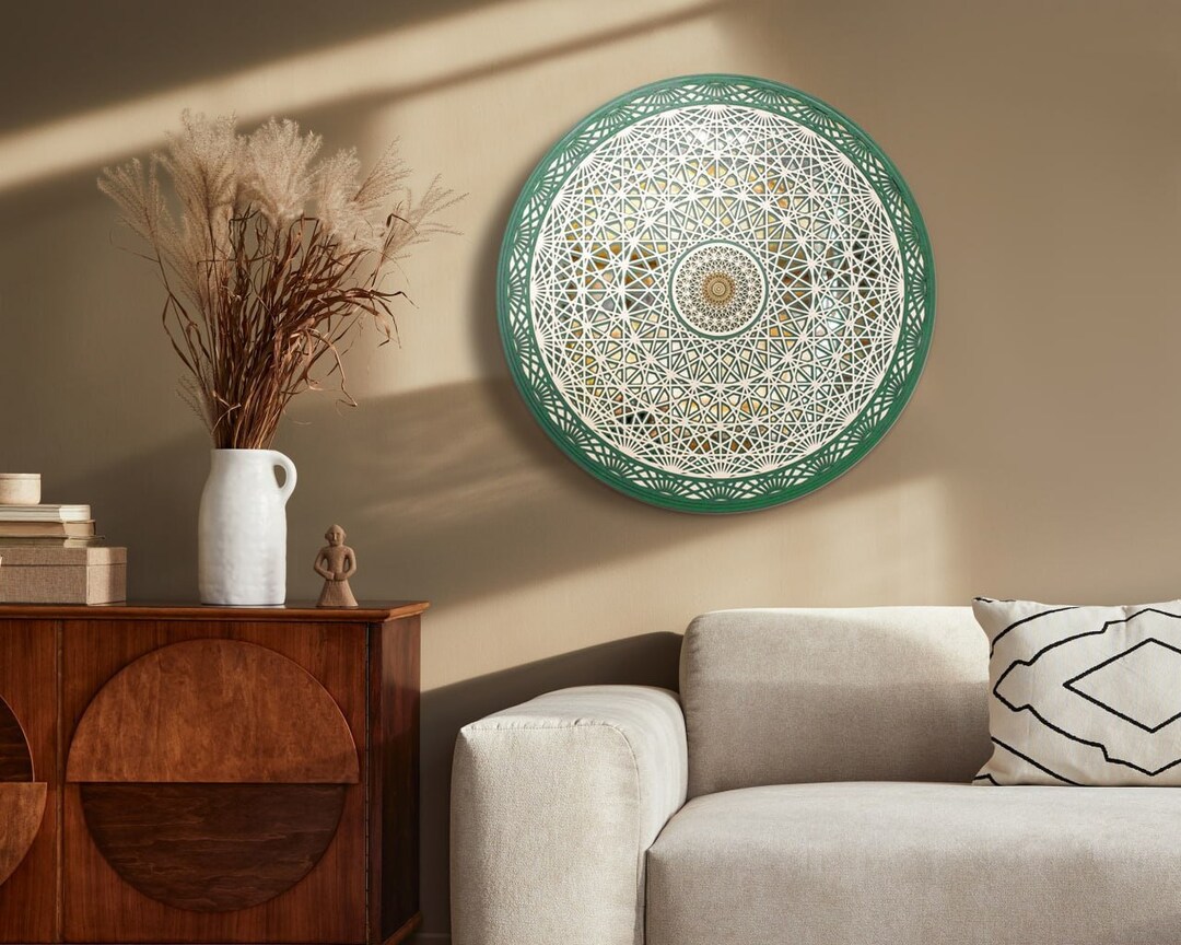 Wall Art 60, 70 or 80 Cm Sacred Geometry Mandala "green Crystal" - Etsy