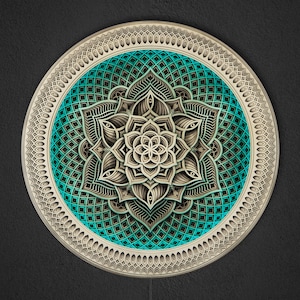 Wall Art 60 cm / 24 "Heilige Geometrie Led-Lampe Goldene Blume. Psychedelische Lampe, LED-Mandala.