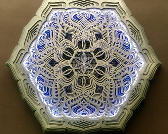Wall Art 56cm/22" Sacred Geometry Led Lamp "Golden Teacher".