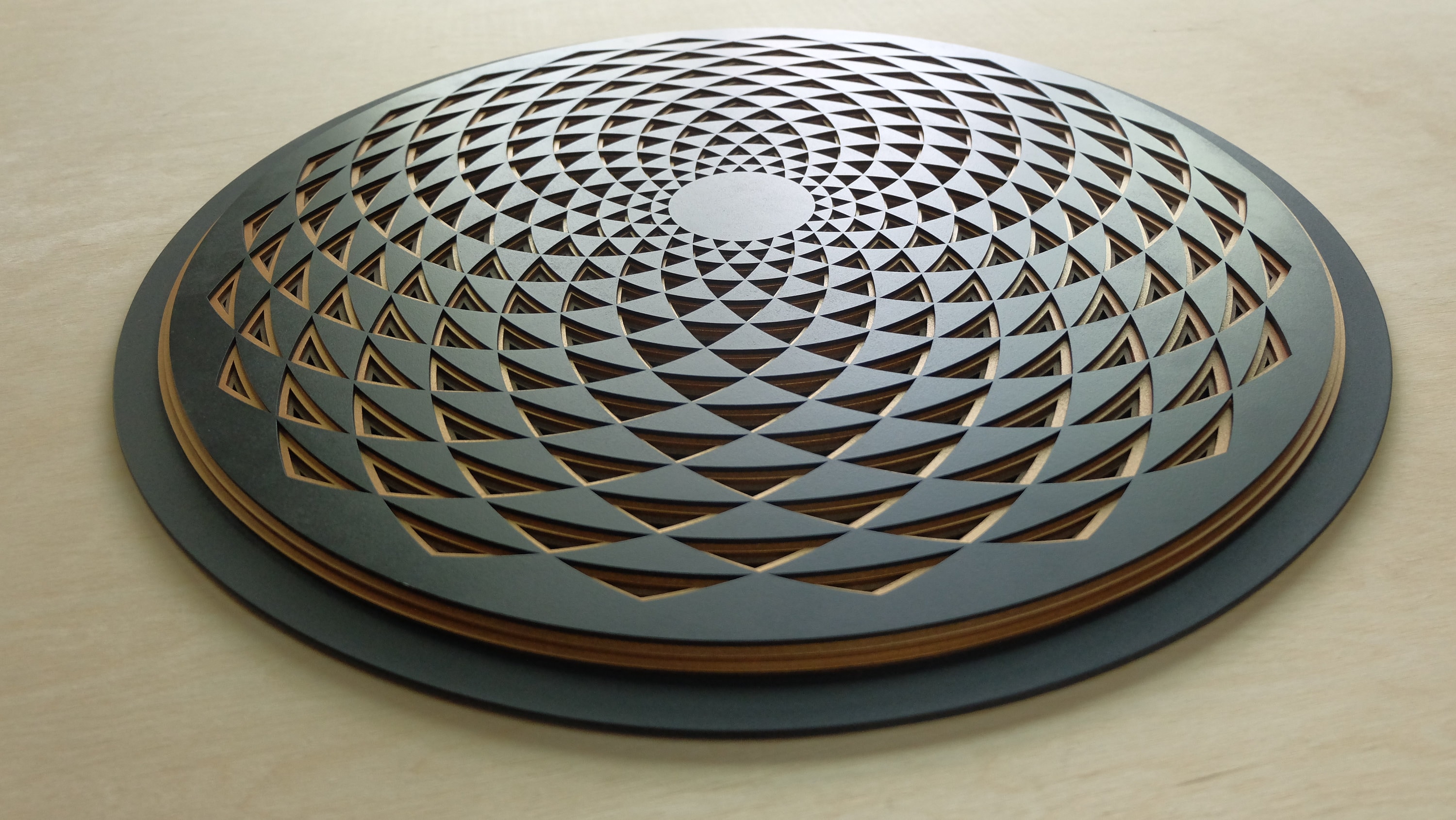 Wall Art Sacred Geometry Mandala "sahasrara in Black". Round Wooden ...